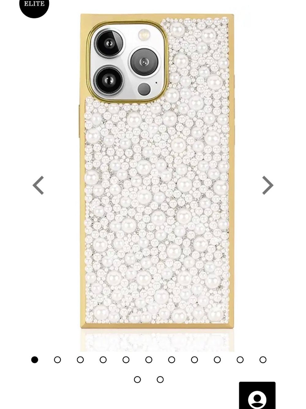FLAUNT Elite Collection - Pearl-Embellished Gold Phone Case - iPhone 16 Pro